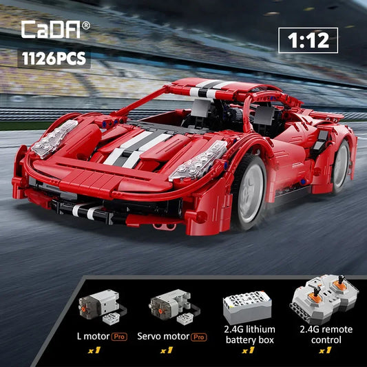Cada 1126 PCS CITY Compatible RC Car Building Blocks Technical STEM Remote Control Toys Gift Red Supercar Bricks For Children