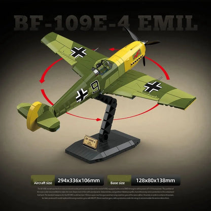 New WW2 Military Weapons Aircraft BF-109E-4EMIL Fighter Building Blocks Model Army Bricks Soldier Toys For Kids Boy Gift 631PCS