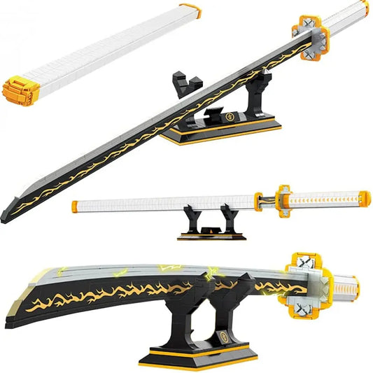 956pcs 39inch for Demon Slayer Sword Building Block Model MOC Samurai Sword Toys Set With Scabbard and Stand Gift for Anime Fans - CADA BRICKS®