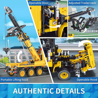 MOULD KING 17011 Technical MOC-43434 Tow Truck Building Blocks City Engeineering Trailer Crane Car Toys Christmas Gifts