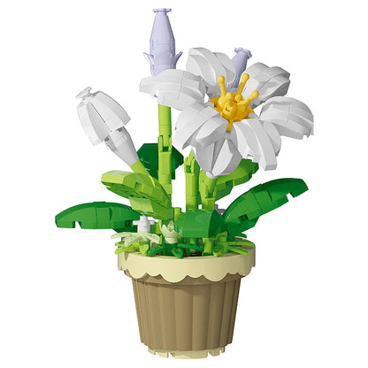 Building block flower simulation bouquet small particle assembly puzzle toy children's handmade DIY potted tabletop ornament