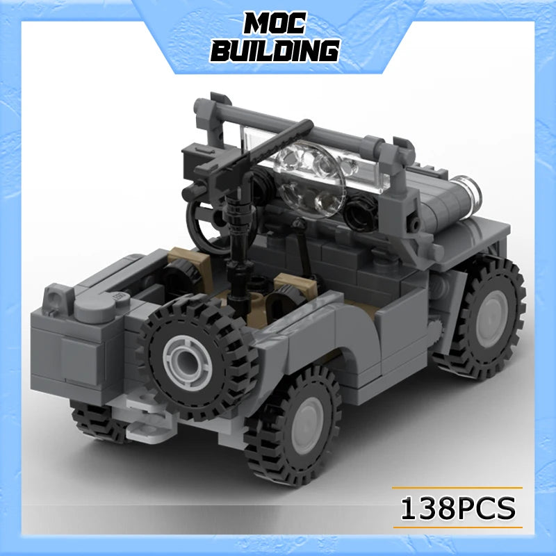 MOC Military Series Jeep Model Building Blocks 1:35 Scale Light Truck DIY Assemble Bricks Creative Car Toys Collection Xmas Gift