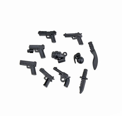 Military Weapons Guns Mortar Special Forces Police SWAT Gangster Jeeps Off-Road Armored Vehicle Model Soldier Building Block Toy