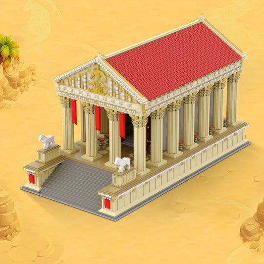 Gobricks MOC Ancient Roman Temple Bricks Model Medieval Ancient Roman Temple Architecture Building Blocks Assembly Toys Kid Gift