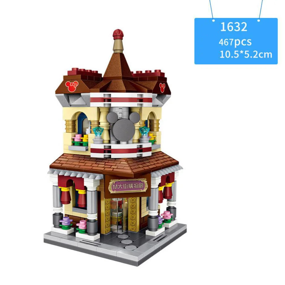 Creative Mini Block City Street View Makeup Shop Bakery Japanese Restaurant Department Store Building Bricks Toys For Gifts