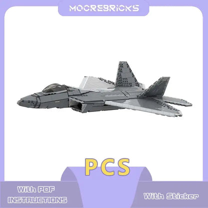 Military Warplane A F-22 Raptor Model Set Air Force Multi-purpose Fighter Building Blocks Creative Expert Toys Kids Collect Gift