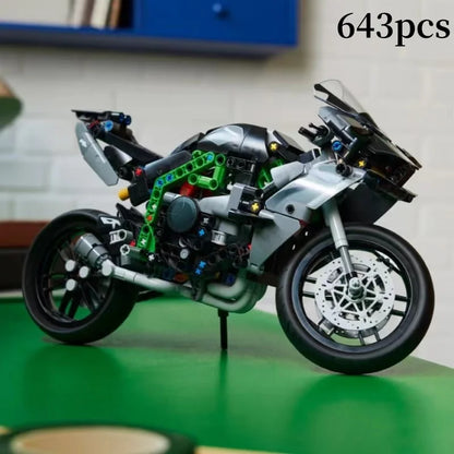 Nowe, znane klocki konstrukcyjne motocyklowe H2R 42170, lokomotywa, model pojazdu wyścigowego, klocki, motocykl, prezent dla chłopca i dziewczynki