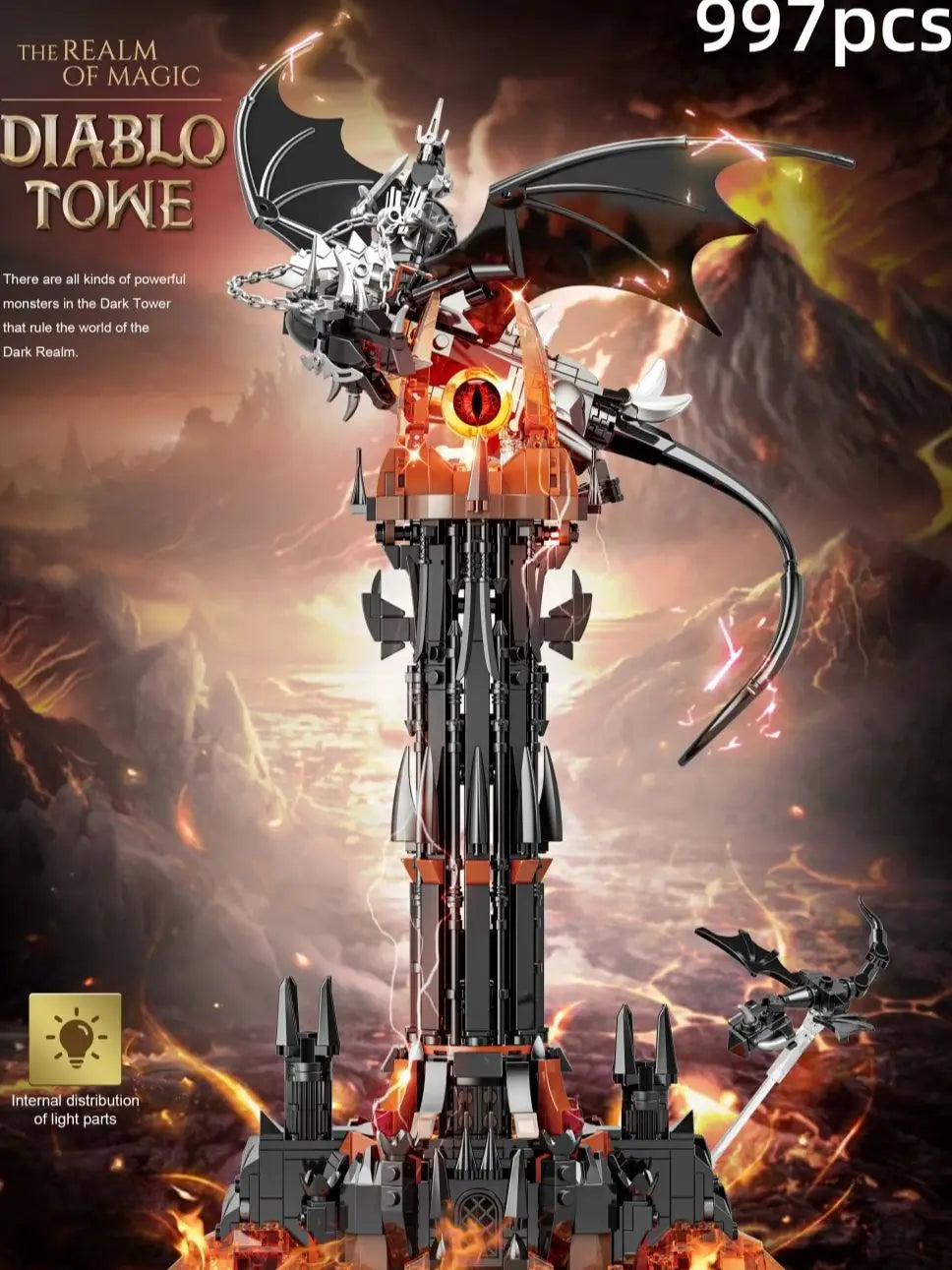 Pierścienie filmowe Moc-Lord Model The Fell Beast Magiczna wieża Klocki Forteca Zamek Kreatywne klocki do złożenia Zabawki Prezent dla Ki