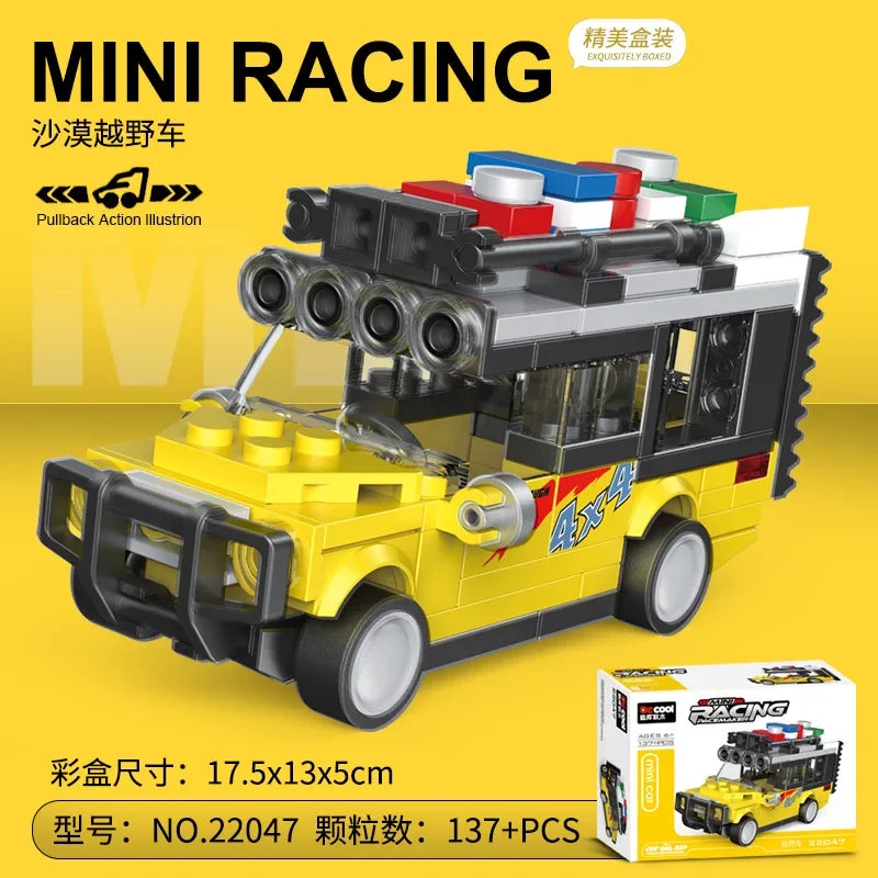 DIY Samochód wyścigowy Autobus Pojazd inżynieryjny Karetka Model z napędem pull-back Klocki Klocki Zabawki dla dzieci Chłopcy Kompatybilne z Lego