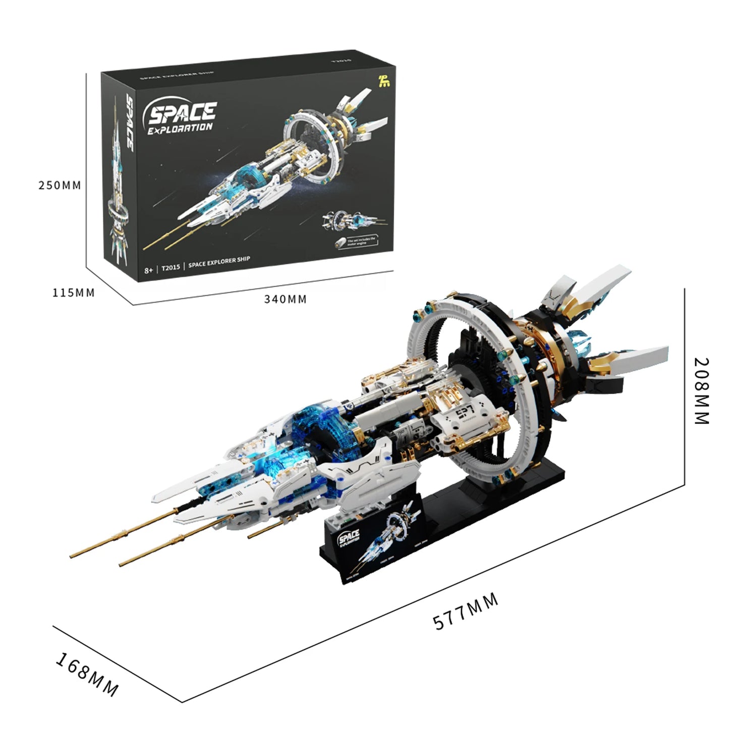 Rotatable Space Ship Building Blocks Space Explorer Fleet with Light Space Station Model Bricks Puzzle Toys Adult Children Gift