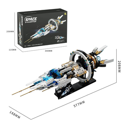 Rotatable Space Ship Building Blocks Space Explorer Fleet with Light Space Station Model Bricks Puzzle Toys Adult Children Gift