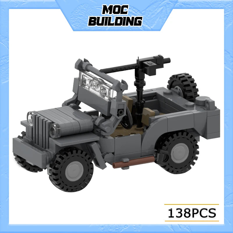 MOC Military Series Jeep Model Building Blocks 1:35 Scale Light Truck DIY Assemble Bricks Creative Car Toys Collection Xmas Gift