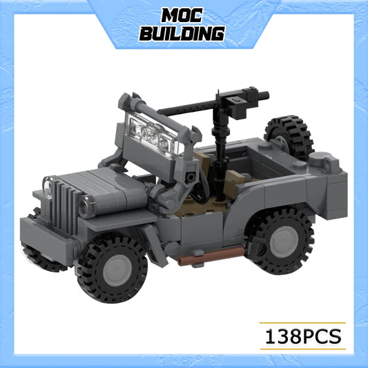MOC Military Series Jeep Model Building Blocks 1:35 Scale Light Truck DIY Assemble Bricks Creative Car Toys Collection Xmas Gift
