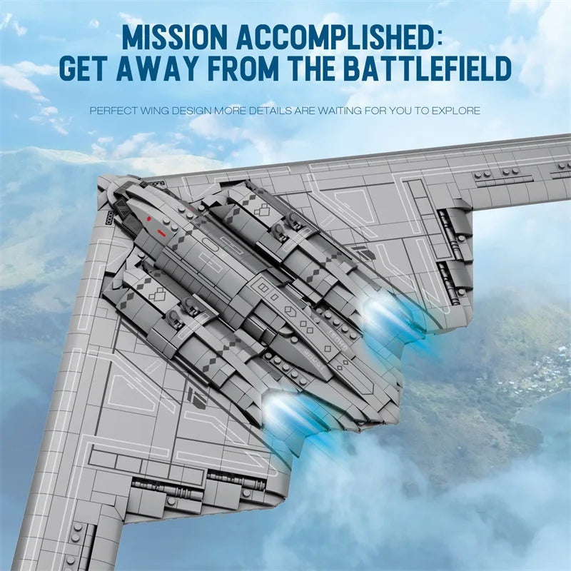 Military Technical B2 Ghost Stealth Ghost Bomber Fighter Building Blocks World War WW2 Specia Missile Model Bricks Kid Toys Boys