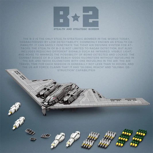 Military Technical B2 Ghost Stealth Ghost Bomber Fighter Building Blocks World War WW2 Specia Missile Model Bricks Kid Toys Boys