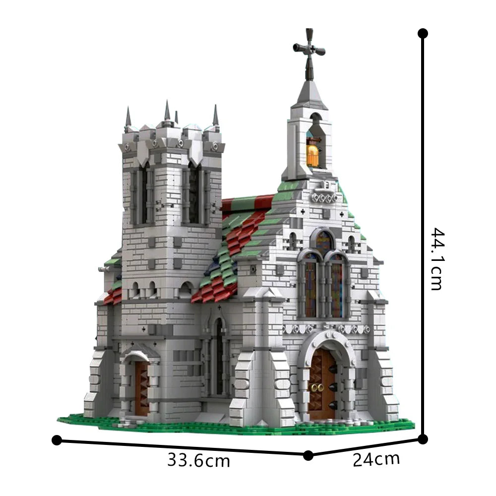 MOC The Old Church Building Blocks Model Medieval Ancient Old Church House Architecture Bricks Assembly Toys Kids Birthday Gifts