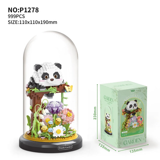 Flower Succulents Building Blocks Panda Owl Bonsai Tree Gardens Romantic Bricks Dust coverDIY Potted Plants Model Kids Kits Toys