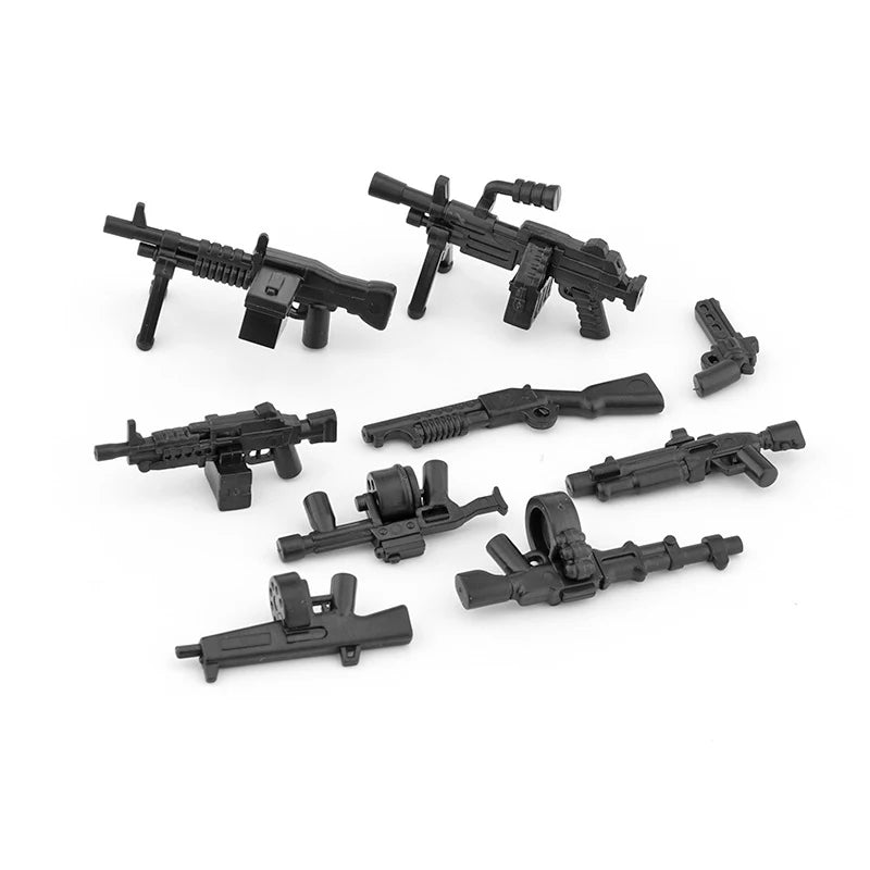 Military Weapons Guns Mortar Special Forces Police SWAT Gangster Jeeps Off-Road Armored Vehicle Model Soldier Building Block Toy