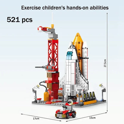 Aviation Spaceport Model Space Shuttle Rocket Launch Center Construction Building Blocks Spaceship Kids Bricks Creative Toys