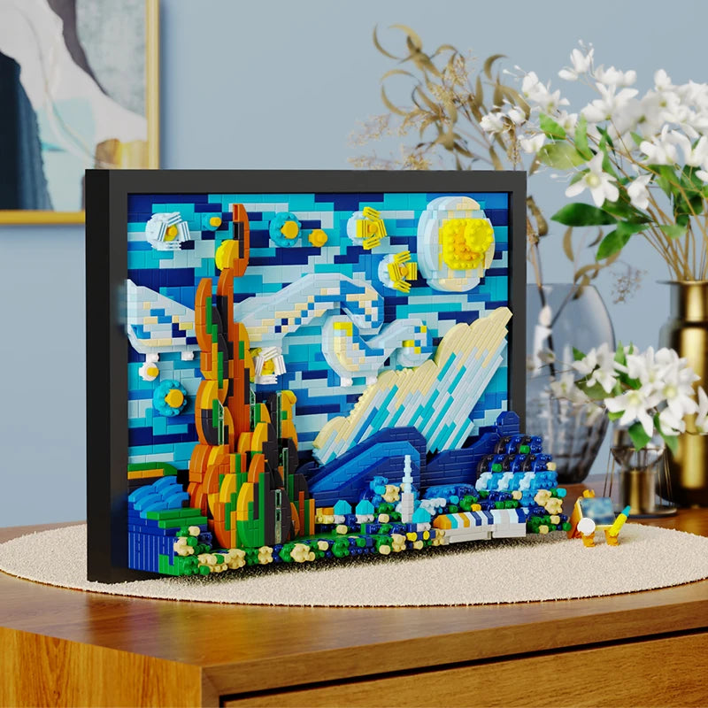 1731pcs 3D Oil Painting Building Blocks, Famous Art DIY Photo Frame for Home Decorations Adult & Kids Assembled Toys Gift