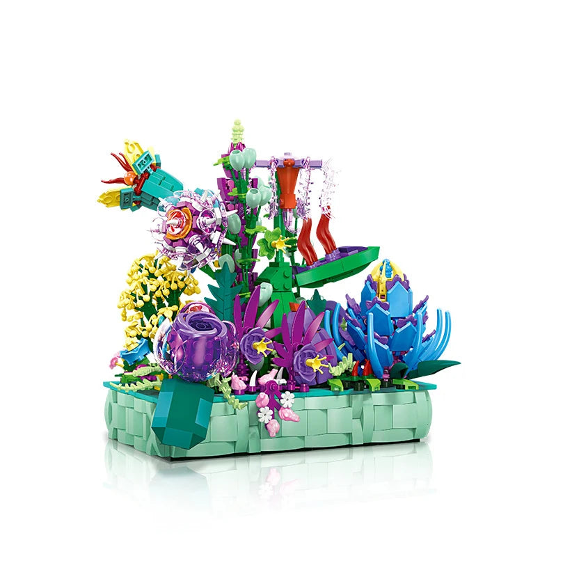 Idea Botanical Garden Pandora Flower Potted Plant Bouquet with Light Building Block Set Toys for Girl's gifts or Home Deco