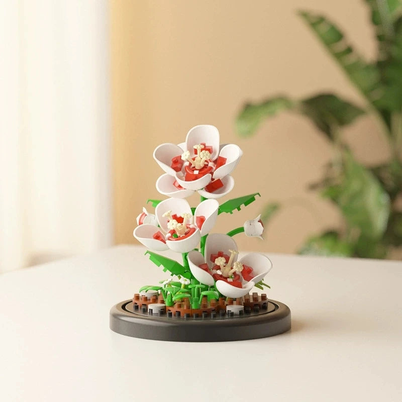 DIY MOC Flower Arrangement Dust Cover Tulip Rose Sunflower Plants Succulents Gardens Building Blocks Model Kids Sets Kits Toys - CADA BRICKS®