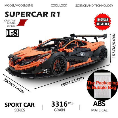 Super Racing Car F12 Model Building Blocks Classic Cars Black Knight 1:8 Size Assembly Set Bricks Technical Kid Toys For Gifts