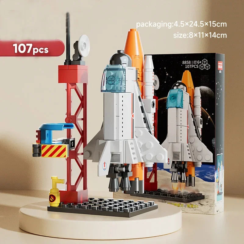 Aviation Spaceport Model Space Shuttle Rocket Launch Center Construction Building Blocks Spaceship Kids Bricks Creative Toys