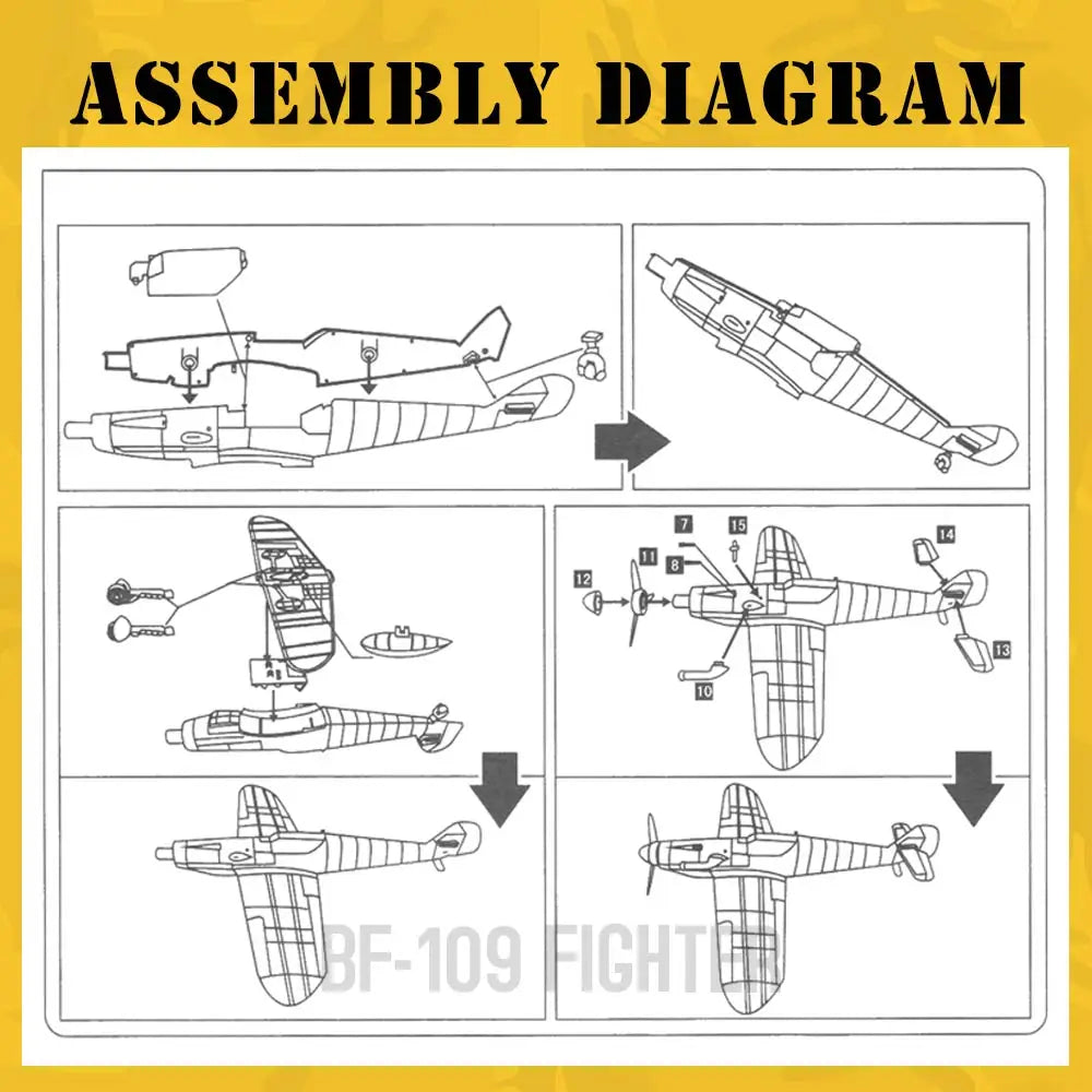 ViiKONDO Aircraft Toy Model Building Kit 1/49 WWII German BF109 Fighter Warplane DIY Assembly Fun Kid Airplane Gift Office Decor