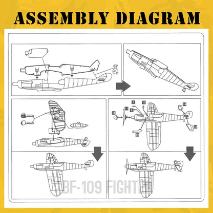ViiKONDO Aircraft Toy Model Building Kit 1/49 WWII German BF109 Fighter Warplane DIY Assembly Fun Kid Airplane Gift Office Decor