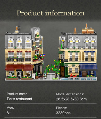 3230Pcs CADA City Paris Restaurant & House Architecture Building Blocks Set French Apartment Figures Bricks Toy for Kids Gift