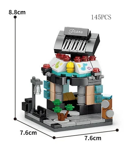 Zestawy 2025 Mini Shop Market Street View Model Building Blocks Hamburger Restaurant Retail Store Kreatywna architektura Przyjaciel