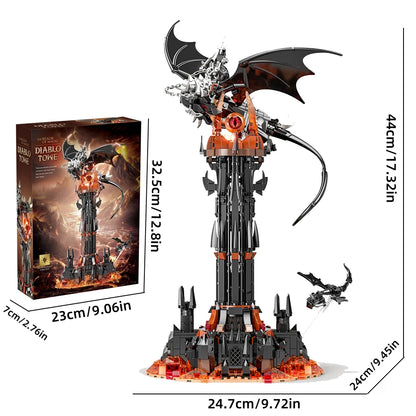 Pierścienie filmowe Moc-Lord Model The Fell Beast Magiczna wieża Klocki Forteca Zamek Kreatywne klocki do złożenia Zabawki Prezent dla Ki