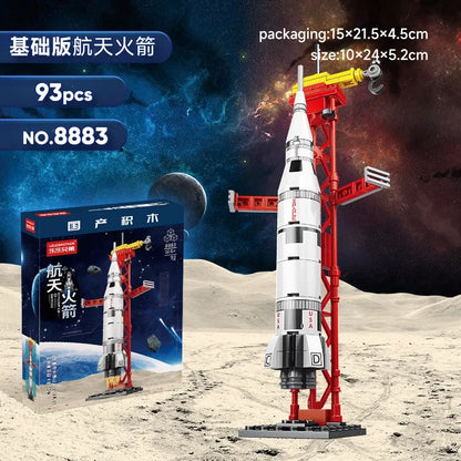 Mini Aviation Manned Rocket Model Building Blocks Space Aerospace Station Bricks City Construction Toys for Children