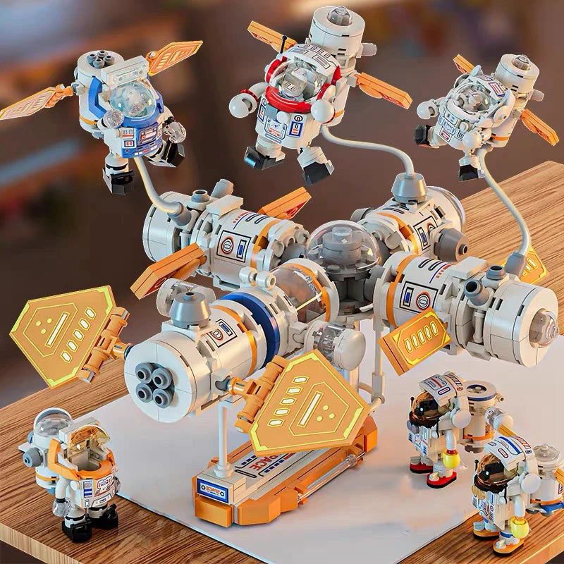 Astronaut Space Station Building Blocks Set with Manned Rocket Model STEM Educational Toys for Kids Christmas Birthday Gift