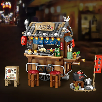 Street View Series Building blocks Izakaya Shaved Ice Shop Takoyaki Shop Coffee shop Panda Tea House model children's gift - CADA BRICKS®