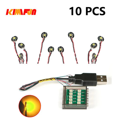 10PCS 0.8mm Pin RGB LED Building Blocks USB Lamp DIY Street Light City Electric Decorate 1X1 Brick Toy Compatible All Brands - CADA BRICKS®