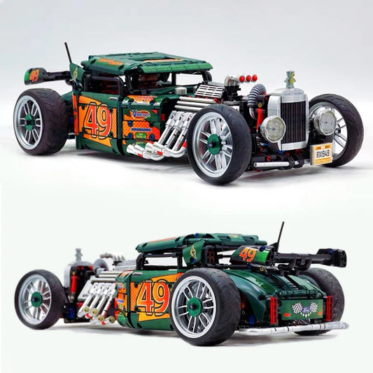 Technical Classic Control Vintage Car Building Blocks APP Control Cyberpunk Vehicle Bricks Model Toys For Kids Birthday Gift MOC