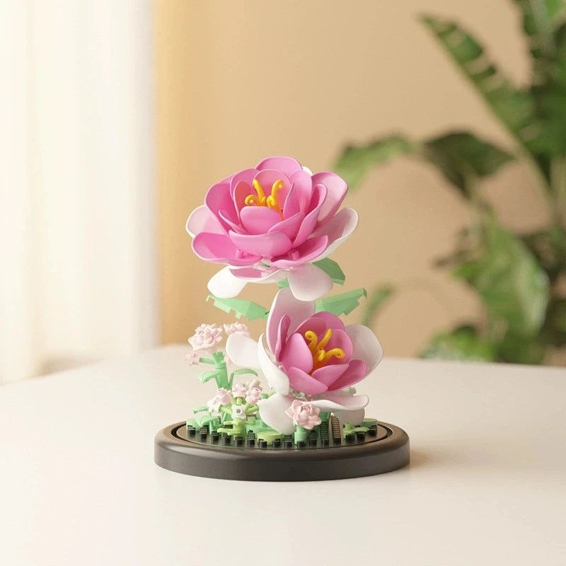DIY MOC Flower Arrangement Dust Cover Tulip Rose Sunflower Plants Succulents Gardens Building Blocks Model Kids Sets Kits Toys - CADA BRICKS®