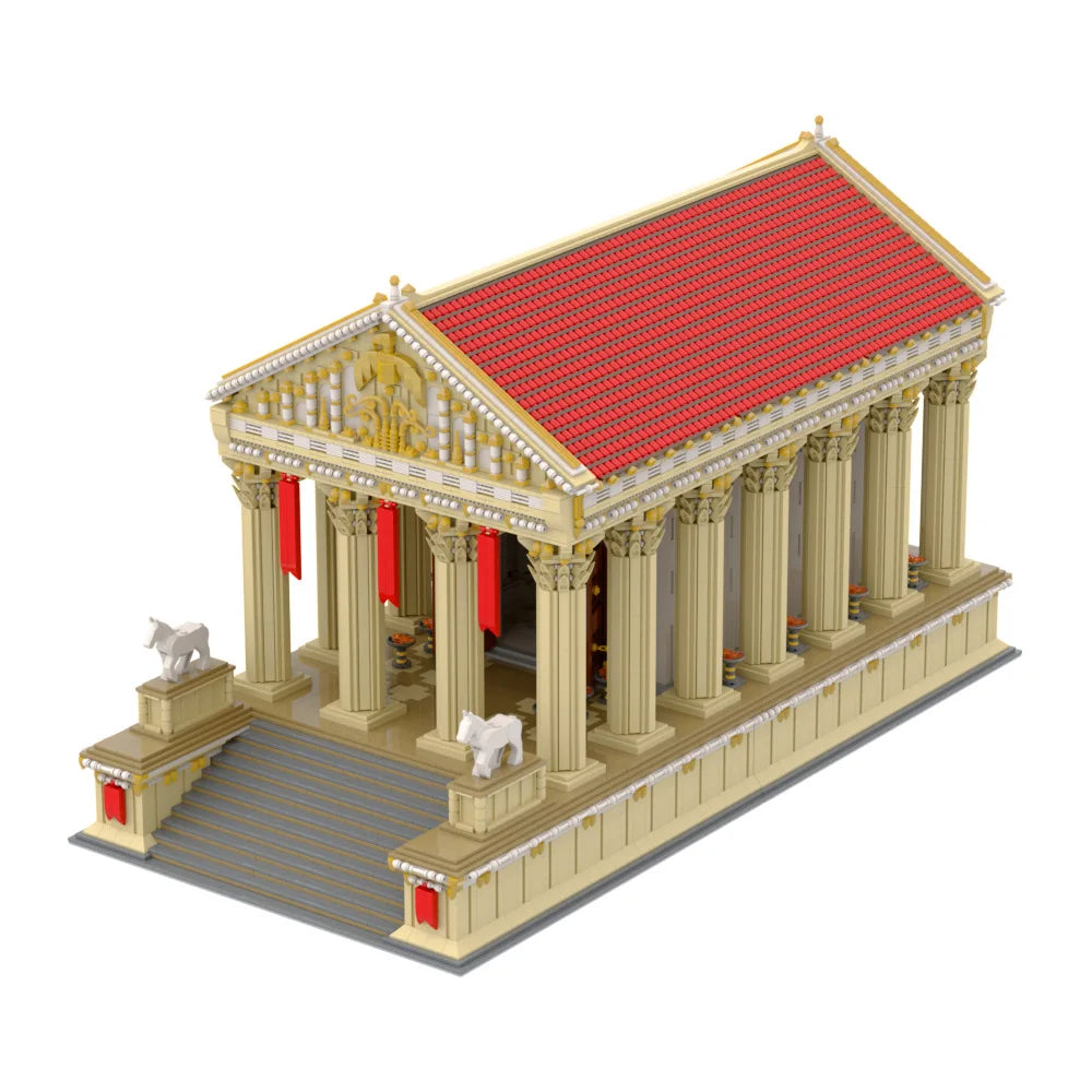 Gobricks MOC Ancient Roman Temple Bricks Model Medieval Ancient Roman Temple Architecture Building Blocks Assembly Toys Kid Gift