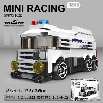 DIY Samochód wyścigowy Autobus Pojazd inżynieryjny Karetka Model z napędem pull-back Klocki Klocki Zabawki dla dzieci Chłopcy Kompatybilne z Lego