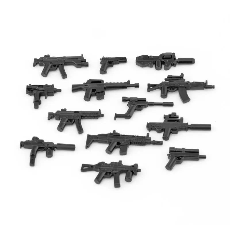 Military Weapons Guns Mortar Special Forces Police SWAT Gangster Jeeps Off-Road Armored Vehicle Model Soldier Building Block Toy