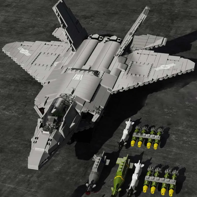 Aircraft Series F22 Fighter Building Blocks Model Famous WWII Military Airplanes MOC Bricks Sets Boys Toys Gifts For Childrens - CADA BRICKS®