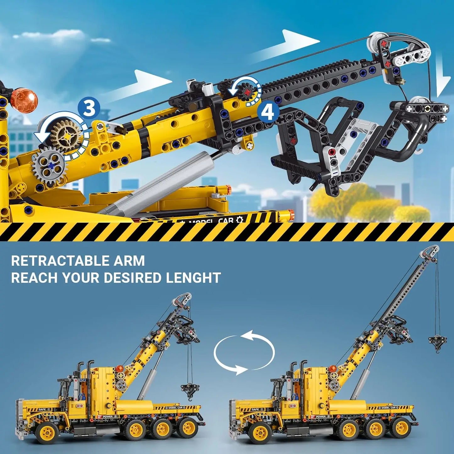 MOULD KING 17011 Technical MOC-43434 Tow Truck Building Blocks City Engeineering Trailer Crane Car Toys Christmas Gifts