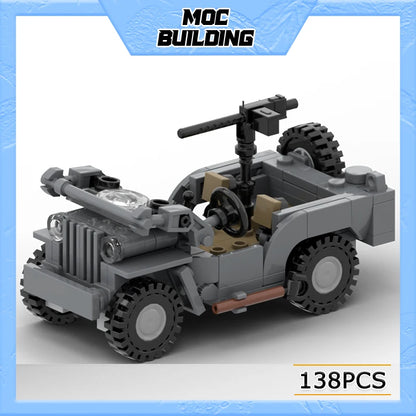 MOC Military Series Jeep Model Building Blocks 1:35 Scale Light Truck DIY Assemble Bricks Creative Car Toys Collection Xmas Gift