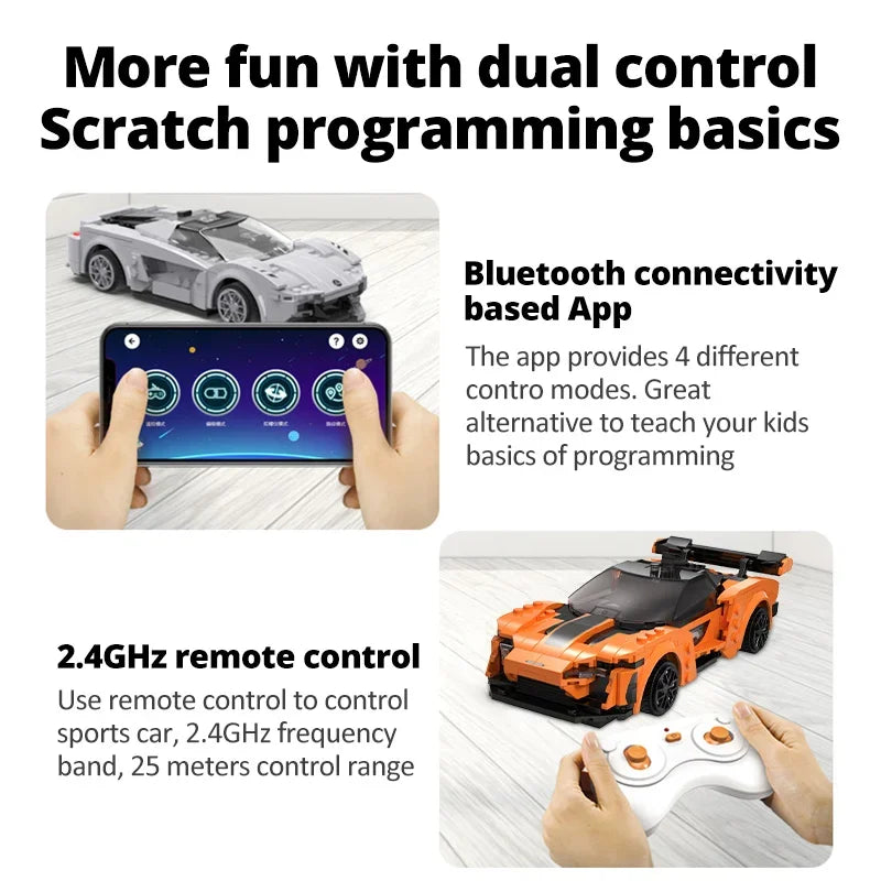 Cada RC APP Dálkové ovládání Lotus Sports Car Stavební bloky Město RC Vozidlo Závodní auto Cihly Dárky Hračky pro chlapce Dárky pro děti