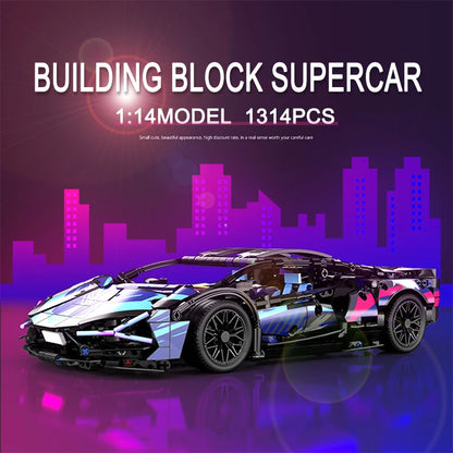 1314PCS Black Purple Lamborghinised Sian Sport Car Building Blocks Assemble Racing Vehicle Bricks Toys Birthday Gift For Kid Boy - CADA BRICKS®