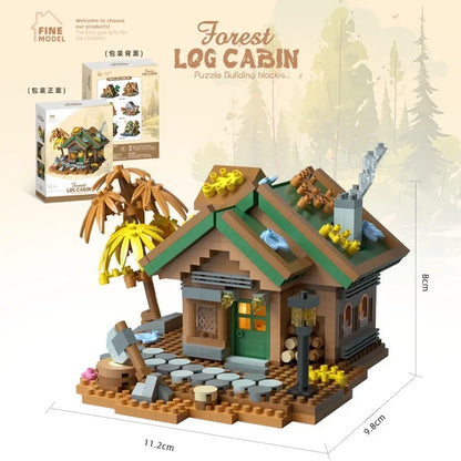 Forest House Building Blocks 3D Cherry Blossom Tree House Architecture Bricks Model Log Cabin Toys For Kids Santa Gift MZ322