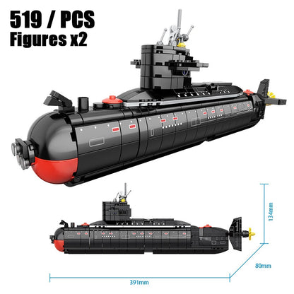 Military The Type 094 Strategic Nuclear Submarine Building Blocks Kit Classic Naval Vessels Ship War Boat Bricks Model Kids Toys - CADA BRICKS®