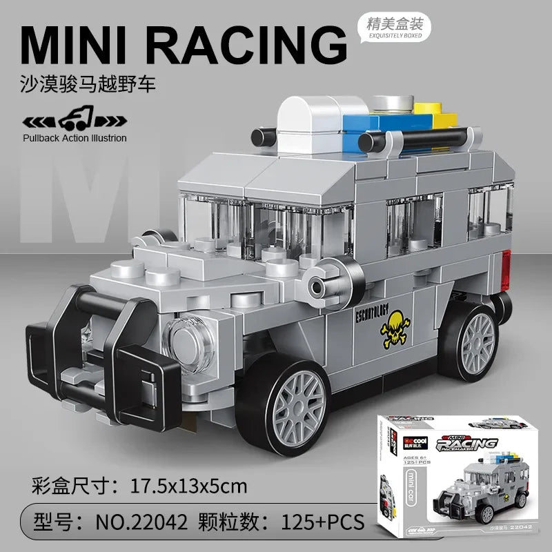 DIY Samochód wyścigowy Autobus Pojazd inżynieryjny Karetka Model z napędem pull-back Klocki Klocki Zabawki dla dzieci Chłopcy Kompatybilne z Lego